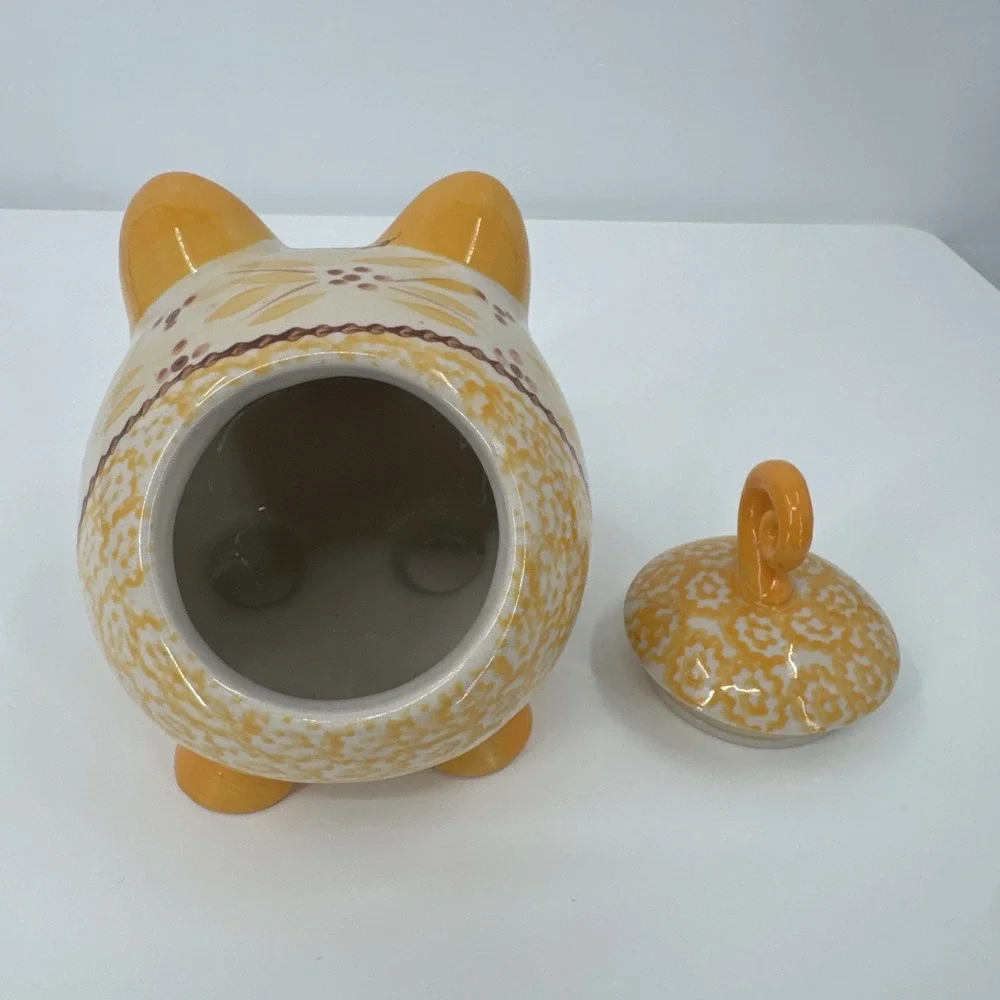 TEMPTATIONS BY TARA Old World Yellow Flower PIG Spice/Tea/Coffee Holder Kitchen